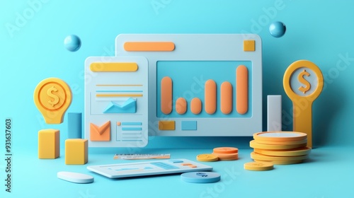 How about Infographic design featuring pills and capsules on a table, with icons and elements representing data and business? photo