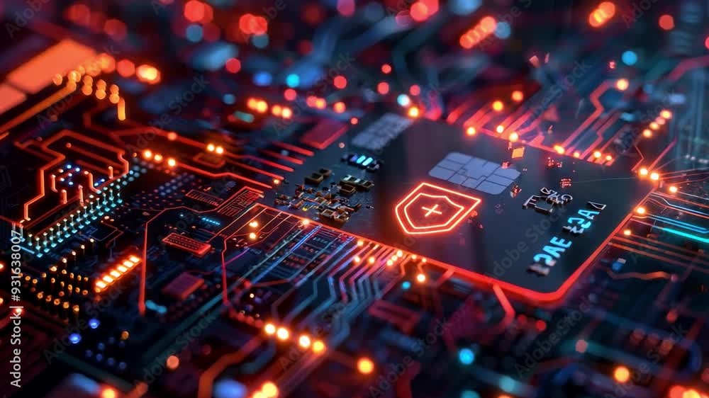 A secure online payment with a shield icon, digital credit card, and encrypted data traveling through cyberspace A secure online payment with a shield icon, digital credit card, and encrypted data traveling through cyberspace
