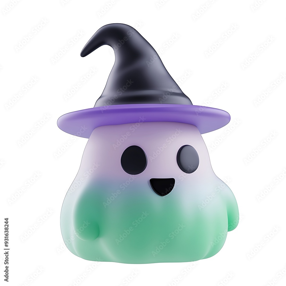 Cute cartoon ghost in a purple witch hat. Perfect for Halloween decorations, invitations, and festive designs. Halloween Art Toy Character Design. Cute cartoon ghost in a purple witch hat. Perfect for Halloween decorations, invitations, and festive designs. Halloween Art Toy Character Design.