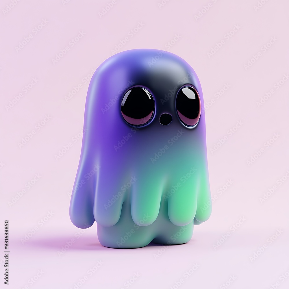 Cute glossy toy character with large eyes and gradient colors, pink background. Perfect for kids, design, and playful concepts. Halloween Art Toy Character Design. Cute glossy toy character with large eyes and gradient colors, pink background. Perfect for kids, design, and playful concepts. Halloween Art Toy Character Design.
