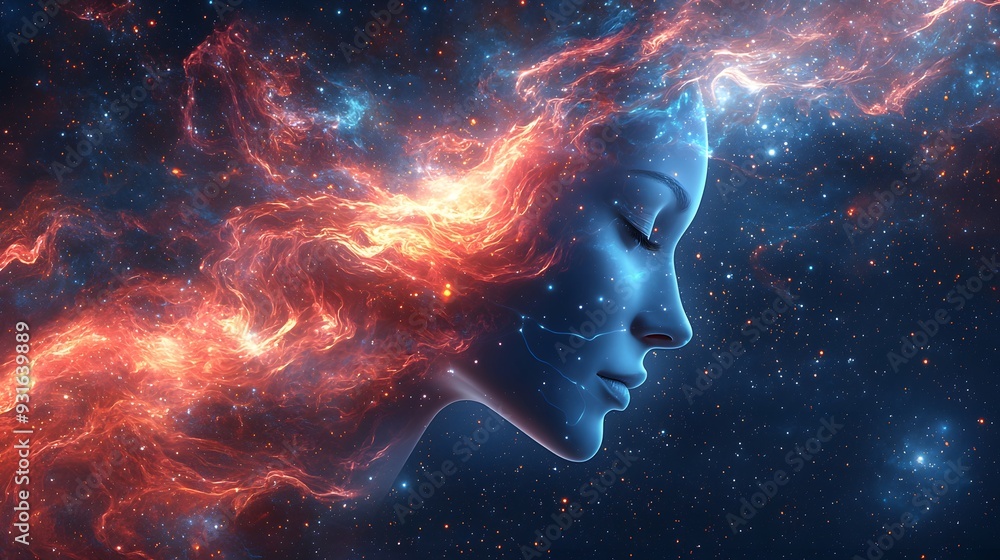 Ethereal Cosmic Spirit Swirling in Starry Galaxy Nebula Ethereal Cosmic Spirit Swirling in Starry Galaxy Nebula