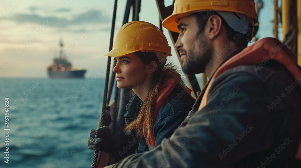 Oil and gas worker on the oil platform with pipes. Oil and gas worker on the oil platform with pipes.