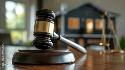 Wallpaper Mural Gavel, House, and Scales of Justice - Real Estate Legal Concept Torontodigital.ca