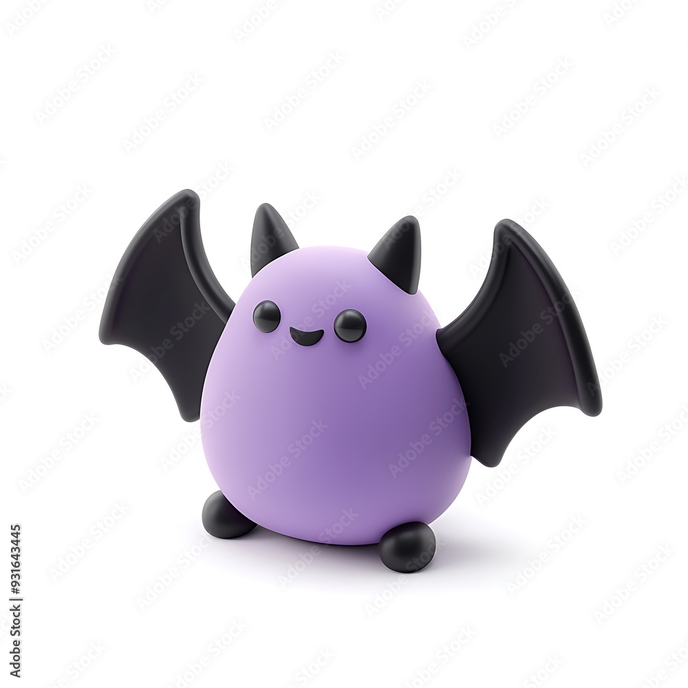Cute purple bat toy with black wings and a happy face, perfect for Halloween and children's decorations. Isolated on a white background. Halloween Art Toy Character Design. Cute purple bat toy with black wings and a happy face, perfect for Halloween and children's decorations. Isolated on a white background. Halloween Art Toy Character Design.