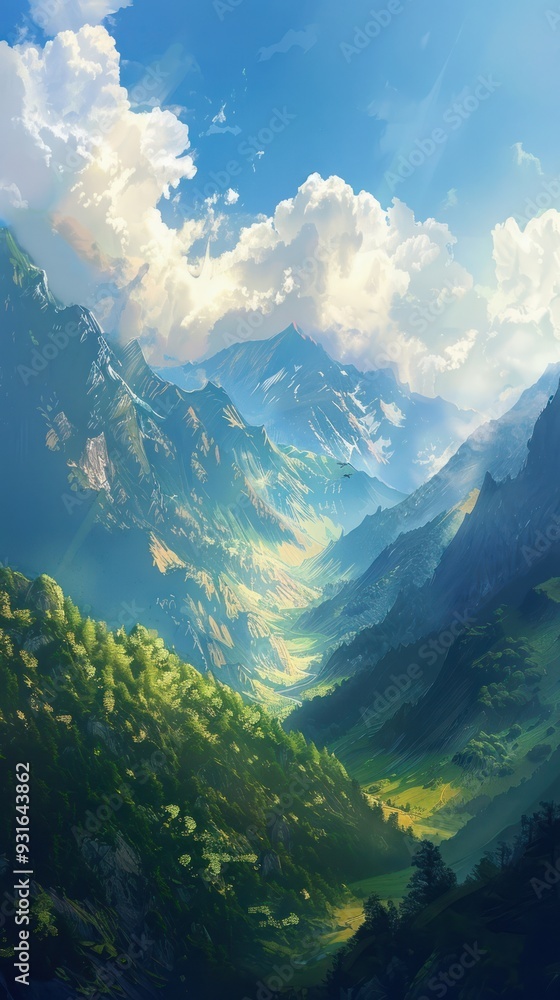 Obraz premium Majestic Mountain Valley Landscape