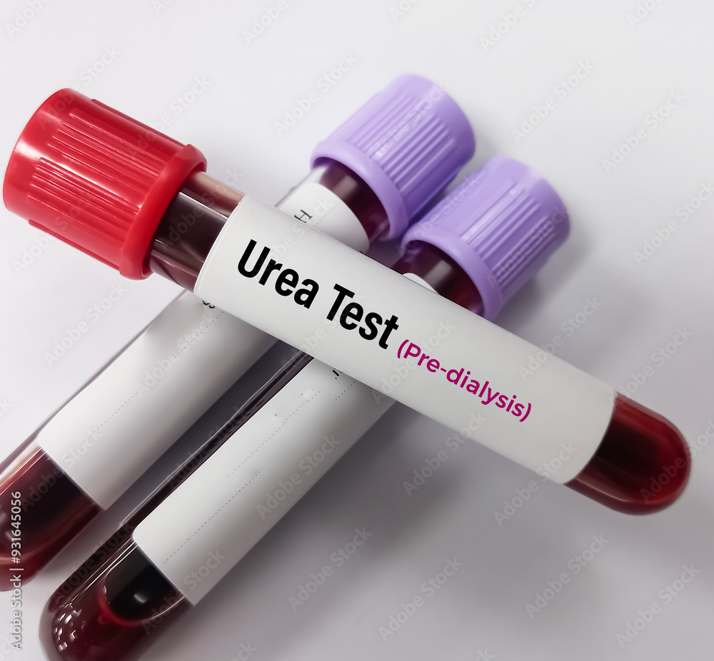 Test Tube with blood sample for predialysis and post dialysis Urea test ...