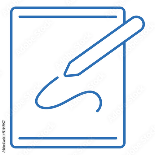 タブレットとタッチペンの編集可能な線のベクターアイコンイラスト