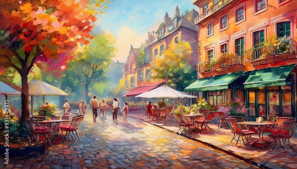 Fototapeta premium Venetian Vibes: A Smoky Café Retreat Amidst Architectural Grandeur