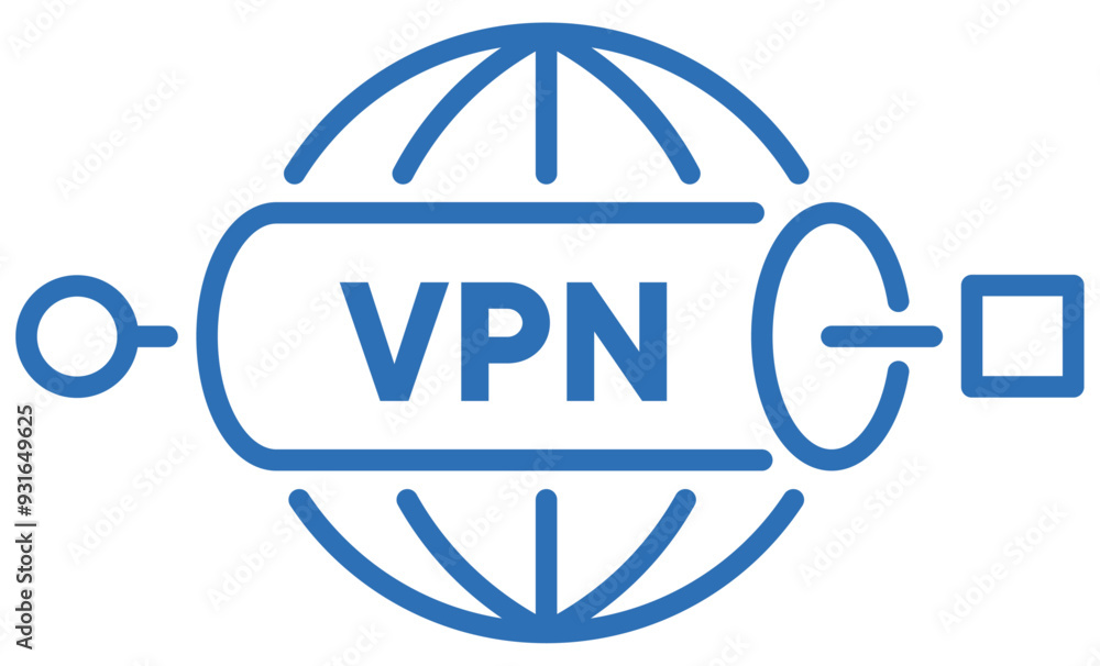 VPN。インターネットの接続のセキュリティの強化に関するの編集可能な線のベクターアイコンイラスト