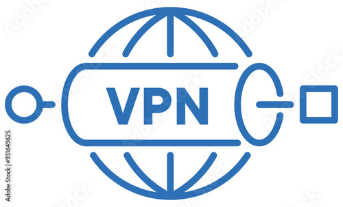 VPN。インターネットの接続のセキュリティの強化に関するの編集可能な線のベクターアイコンイラスト