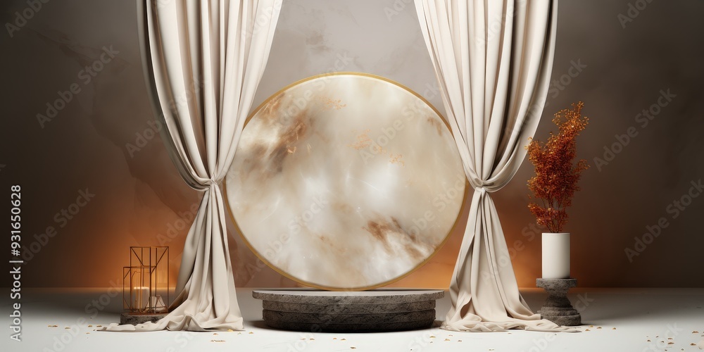 Obraz premium Elegant Marble Podium with Golden Accents