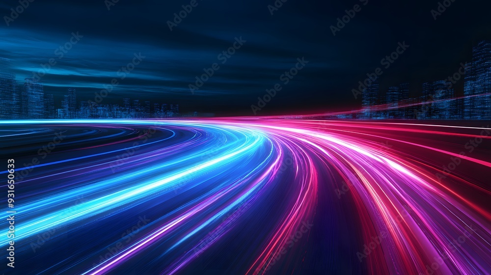 Night highway traffic with light trails and motion blur Night highway traffic with light trails and motion blur