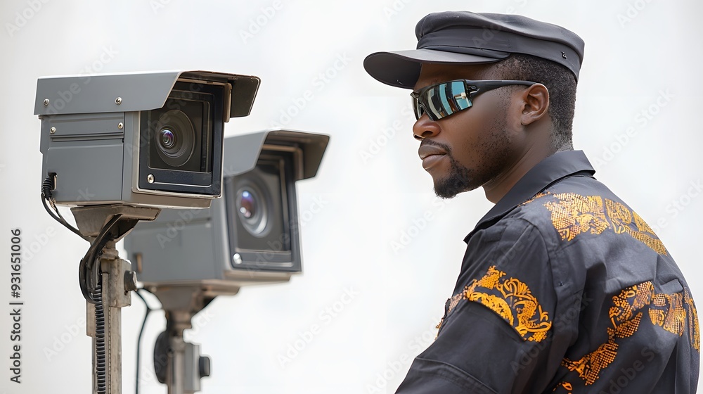 Security monitoring traffic and urban scene at night Security monitoring traffic and urban scene at night
