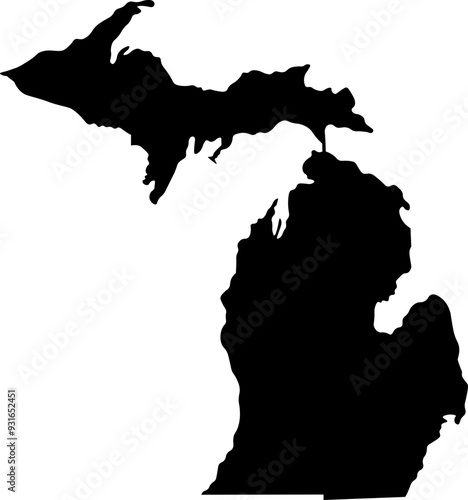 State of Michigan Silhouette Outline Graphic Design with Transparent Background