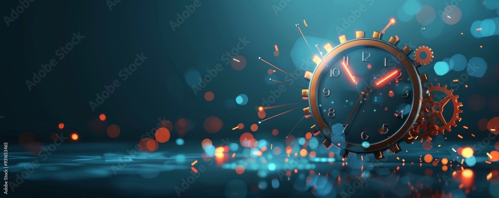 Clock with Gears and Bokeh Lights Clock with Gears and Bokeh Lights