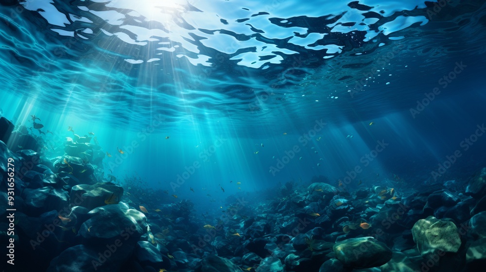 Obraz premium a serene underwater gradient with shades of blue and turquoise.