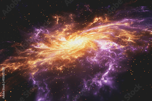 Wallpaper Mural A mesmerizing neon yellow and purple galaxy filled with stars in the sky. on a black background. Torontodigital.ca