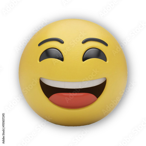 3D Happy Emoji isolated on transparent background