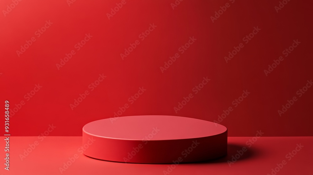 Red cylindrical podium on red background Red cylindrical podium on red background