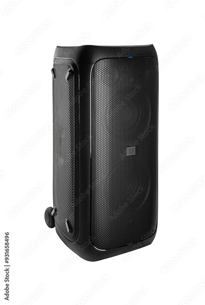 Big wireless sound speaker isolated on white background.