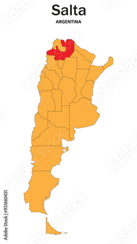 Salta Map is highlighted on the Argentina map with detailed state and region outlines.