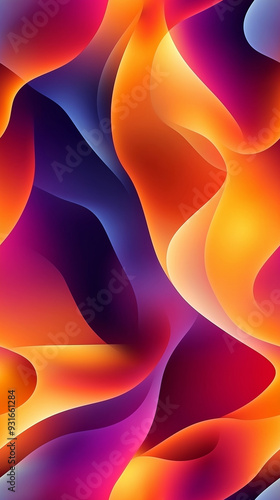 Vivid abstract pattern with flowing gradients in purple, orange, and red, evoking energy and warmth.