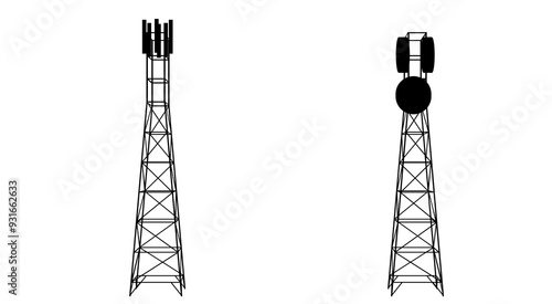 Telephone signal tower on the white background