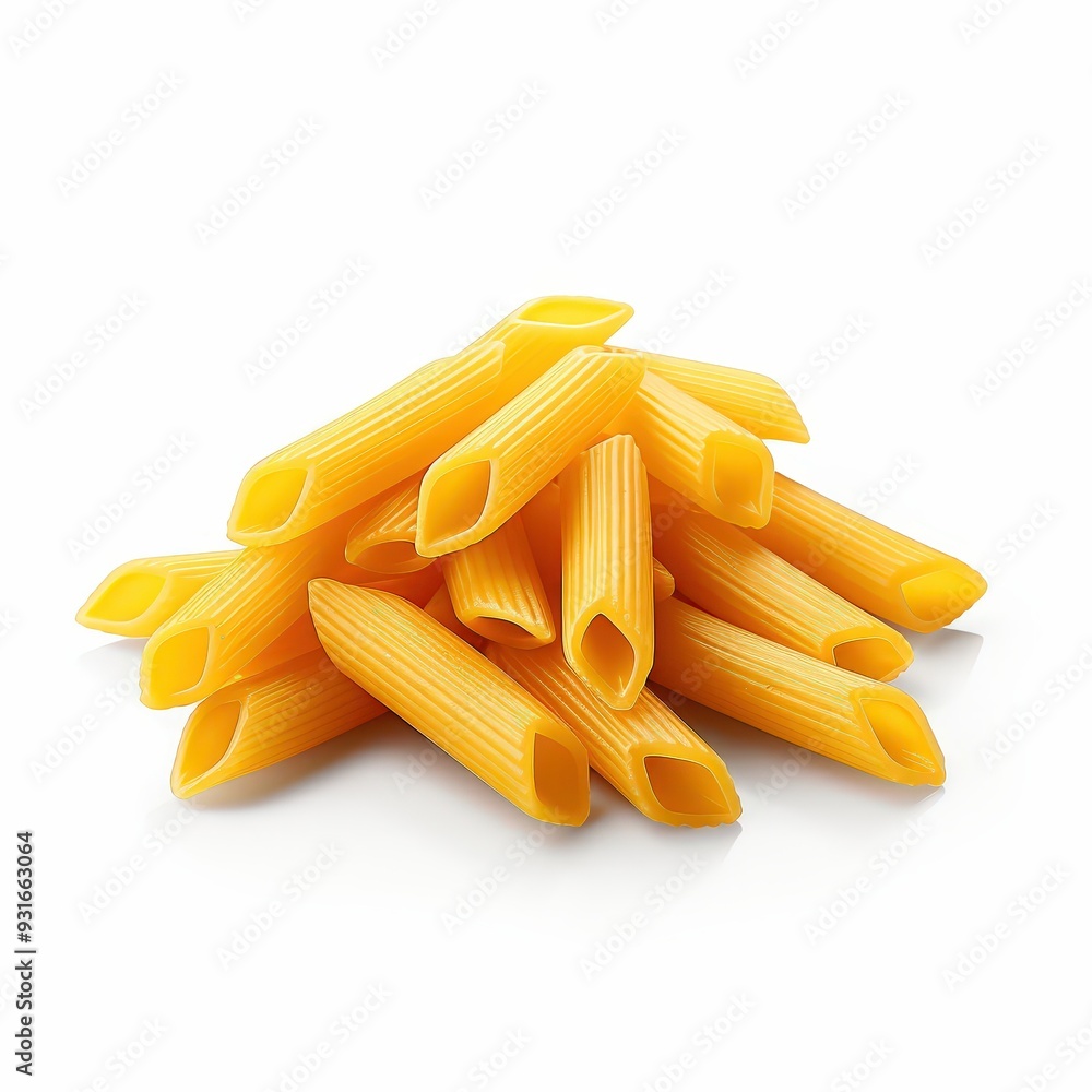 Raw Penne Pasta on White Background Raw Penne Pasta on White Background
