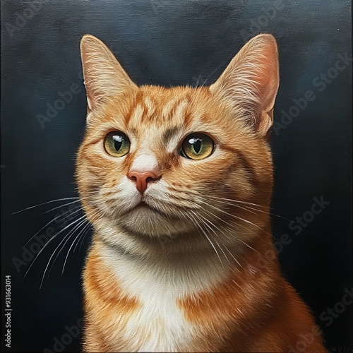 ginger cat with bright, fiery orange fur, lounging on a sunny windowsill. Its fur glistens in the sunlight, revealing subtle stripes that run along its back. The cat's green eyes are half-closed in co photo