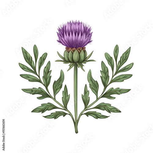 St Andrews Day thistle emblem with rich purple and green hues isolated on transparent background Scottish heritage symbol  photo