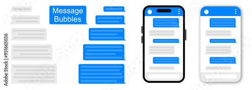 Smart Phone chatting sms template bubbles collection. Social media design concept. Place your own text to the message clouds. Sms template bubbles for compose dialogues. Vector illustration