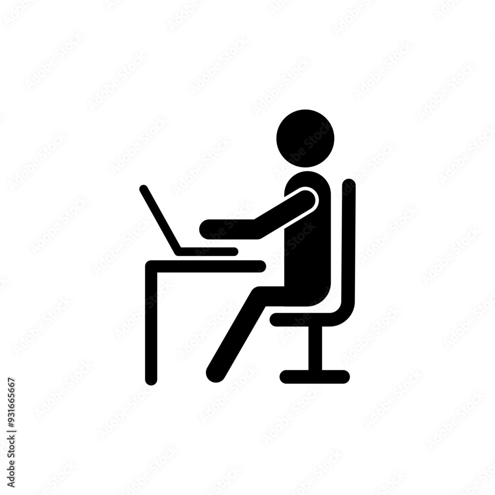Person working in front of laptop flat vector icon design. Using laptop symbol and clip art Person working in front of laptop flat vector icon design. Using laptop symbol and clip art