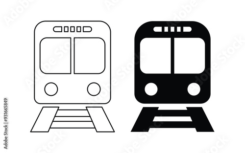 Train black and white flat vector icon design with editable stroke. Train symbol and clip art