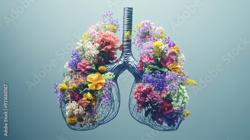 a set of lungs comprise of various flowers