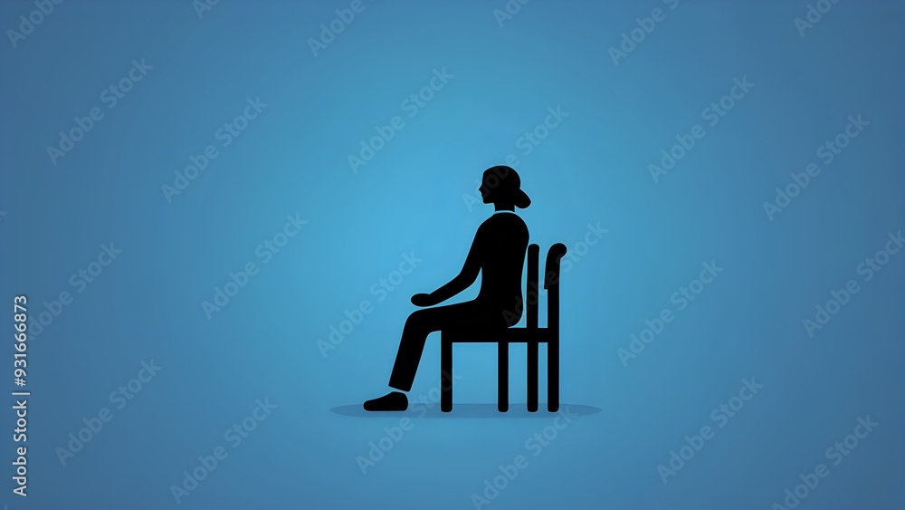 Silhouette of a person sitting on a chair on a blue background. Silhouette of a person sitting on a chair on a blue background.