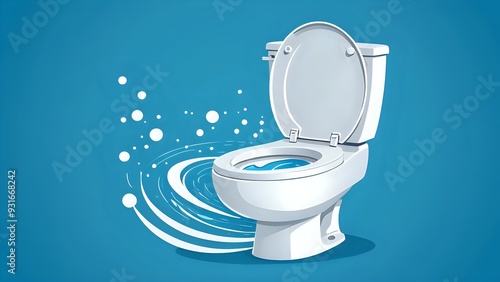 Illustration of a toilet bowl with swirling water, perfect for cleaning product advertising.