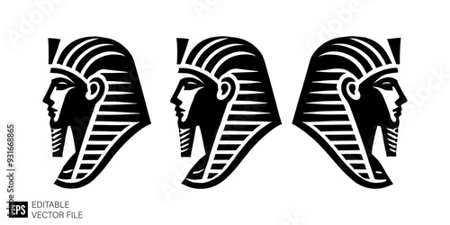 set of egyptian mythology  vector illustration black and white silhouette graphic design template