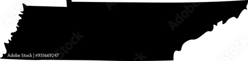 State of Tennessee Silhouette Outline Graphic Design with Transparent Background