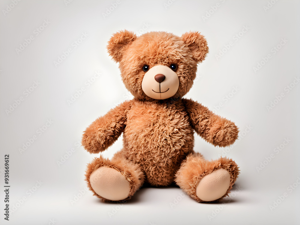 Obraz premium Cute brown teddy bear on white background
