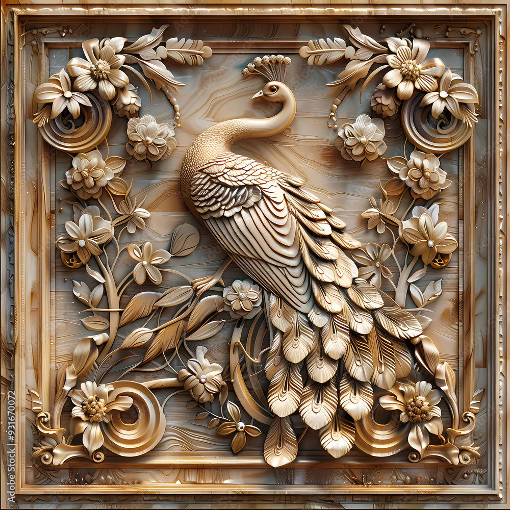 Art nouveau artistic image of peacock in a round shape,Luxurious peacock with an open tail,magnificent realistic peacock Art nouveau artistic image of peacock in a round shape,Luxurious peacock with an open tail,magnificent realistic peacock