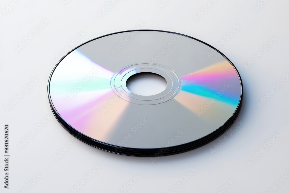 A Shiny Silver CD with a Black Rim on a White Background A Shiny Silver CD with a Black Rim on a White Background