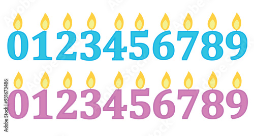 Birthday number candles from 0 to 9.