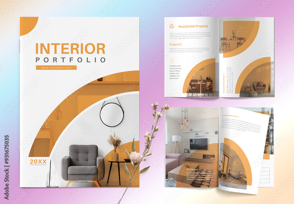 Modern Interior Portfolio Layout Stock Template | Adobe Stock