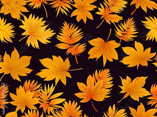 autumn aesthetics golden leaves plaid patterns, AI generated