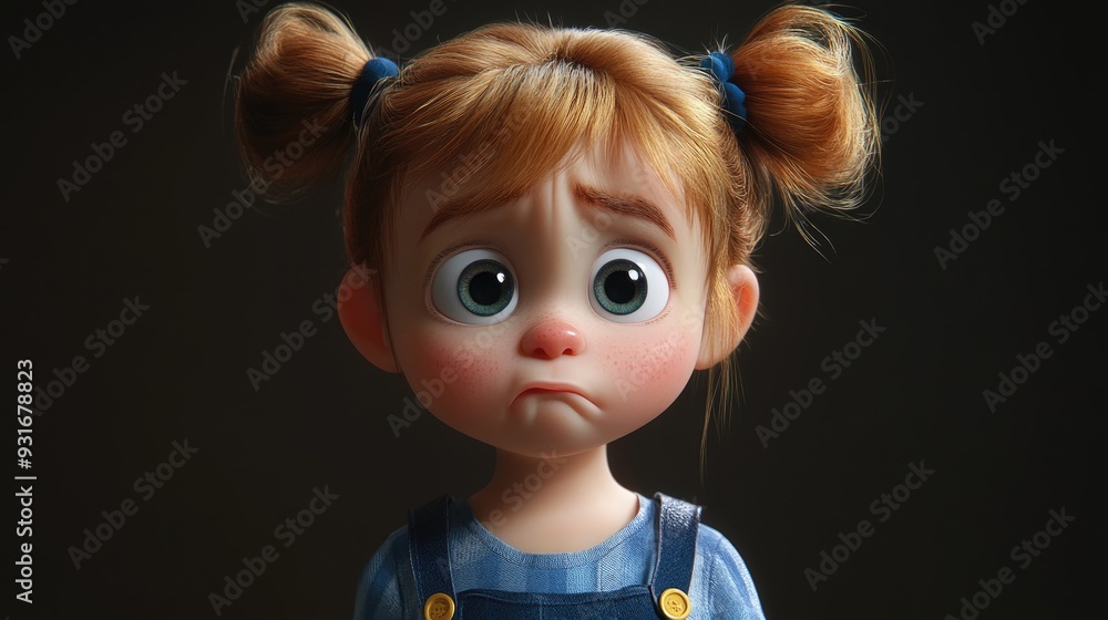 Adorable 3D Cartoon Expression of a Toddler Girl Adorable 3D Cartoon Expression of a Toddler Girl