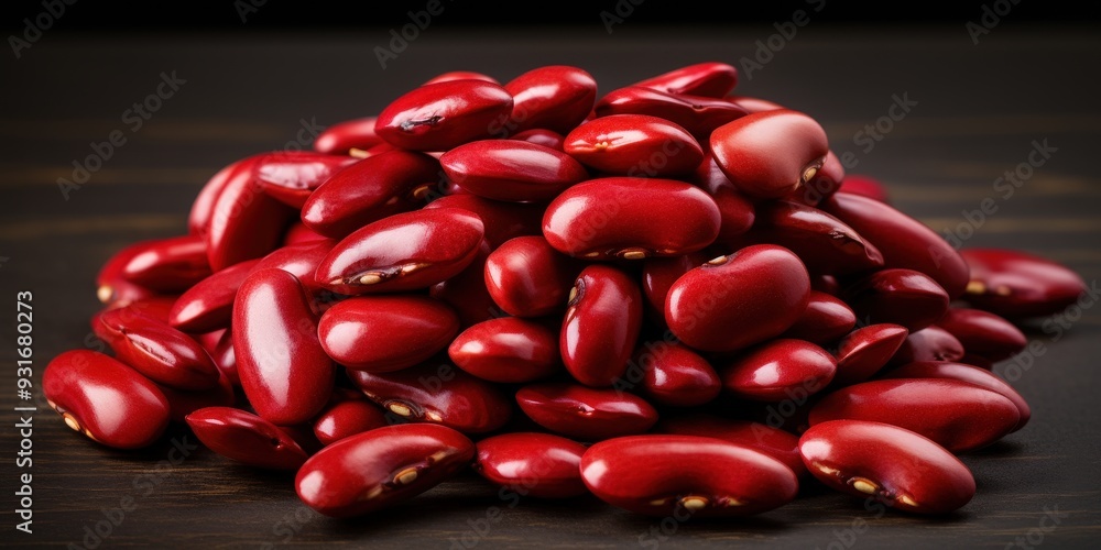 Pile of Red Kidney Beans on a Wooden Surface Pile of Red Kidney Beans on a Wooden Surface