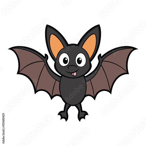 cute bat on white background. animal cartoon vector illustration