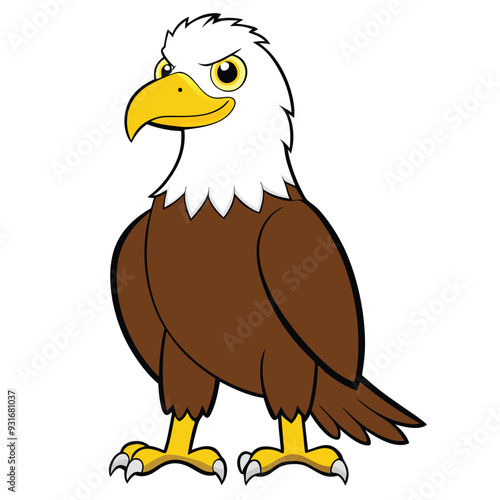 cute eagle on white background. animal cartoon vector illustration