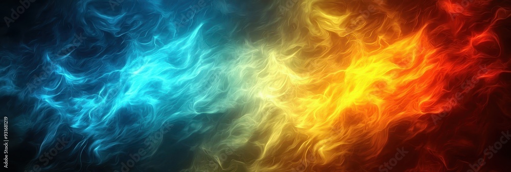 A vivid abstract representation of fire and ice, showcasing vibrant colors of blue and orange swirling together artistically. A vivid abstract representation of fire and ice, showcasing vibrant colors of blue and orange swirling together artistically.