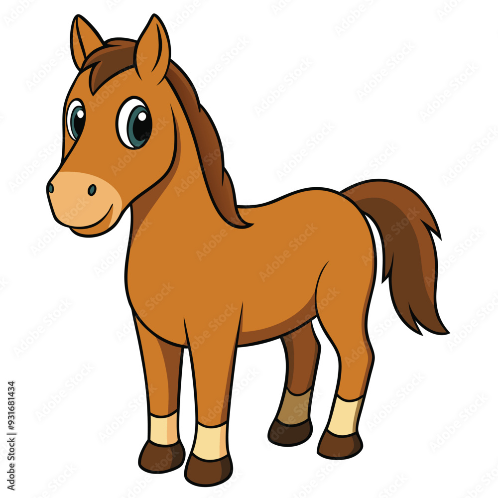 cute horse on white background. animal cartoon vector illustration cute horse on white background. animal cartoon vector illustration